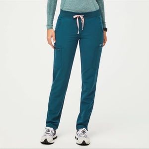 Figs Yola Skinny straight leg pants in limited edition color: Caribbean blue